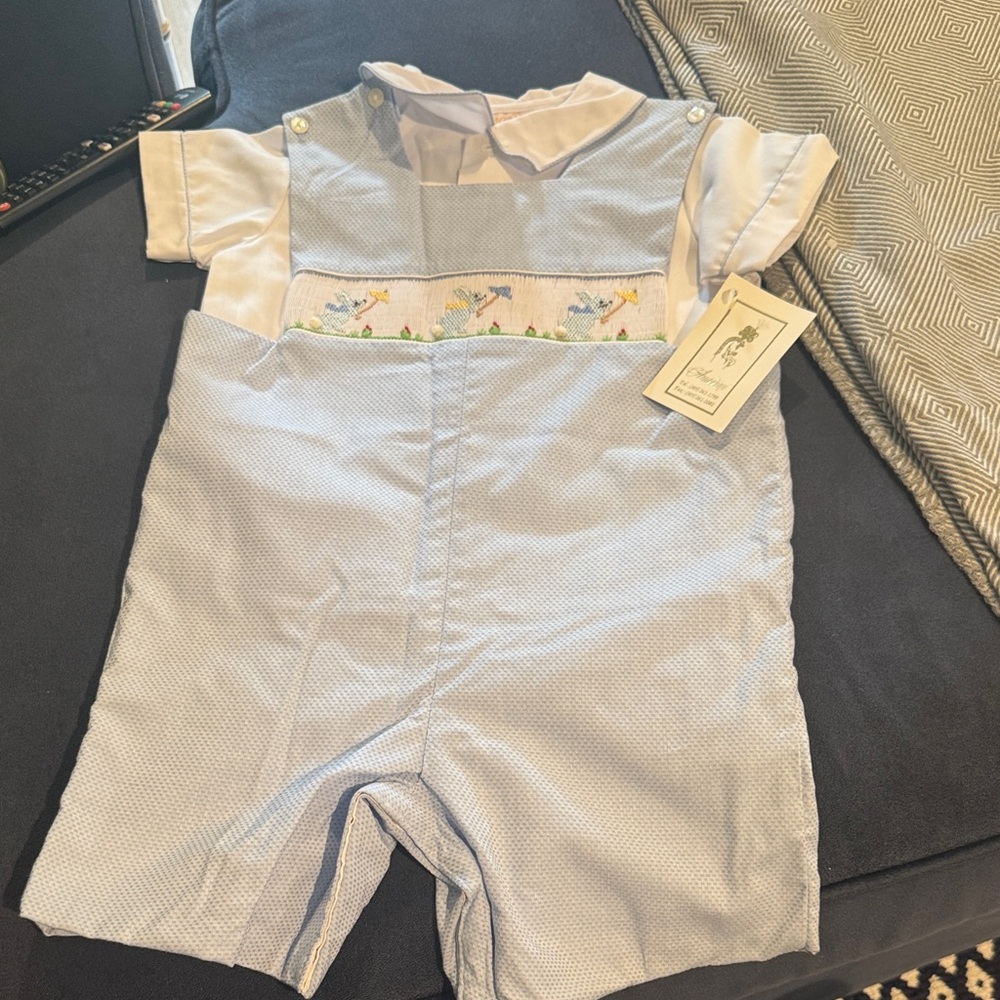 Anavini Light Blue Baby Romper with Embroidered Details size 3T